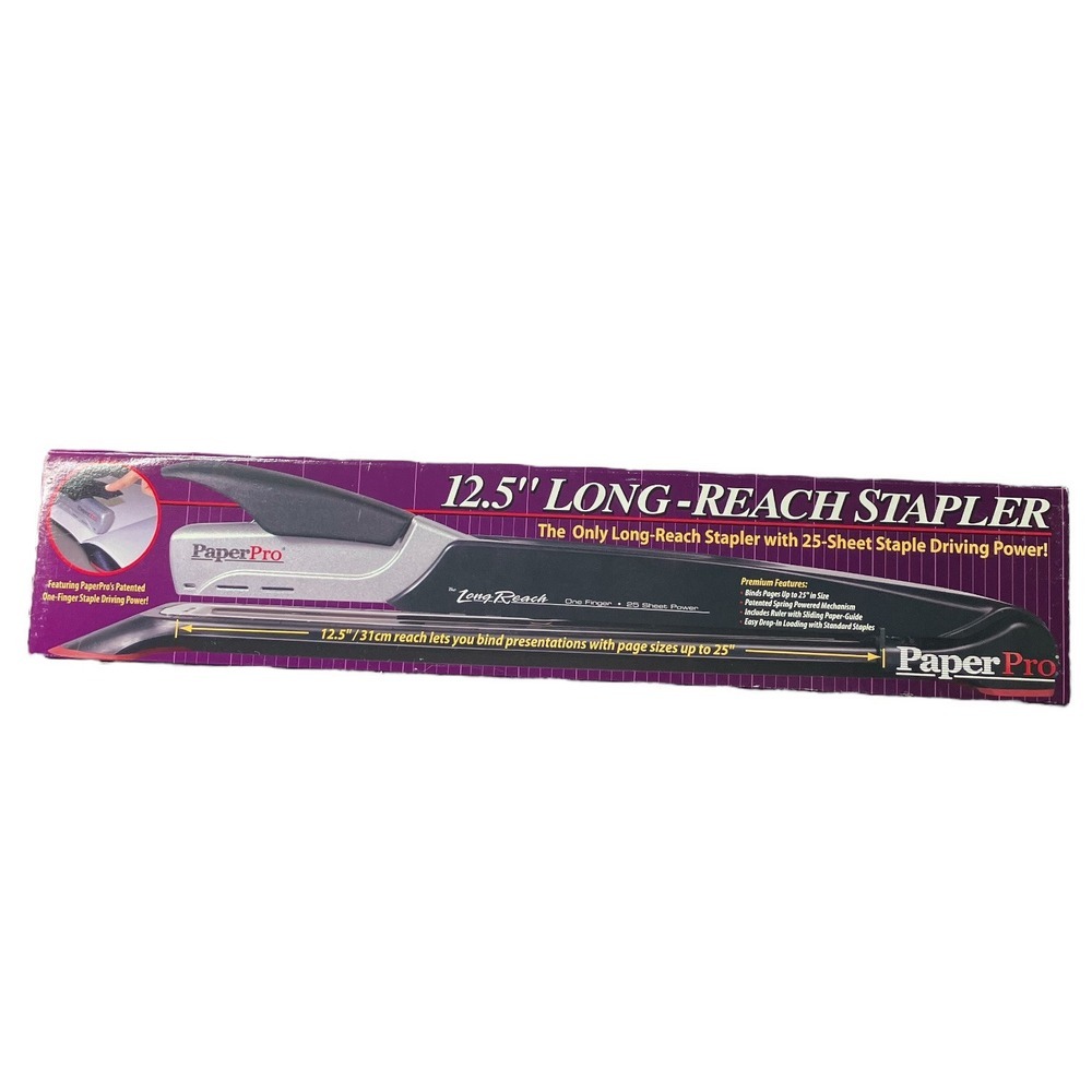 Paper pro REACH+ 25 Long‎ 12.5" Reach Stapler 25-Sheet Capacity Black/Silver